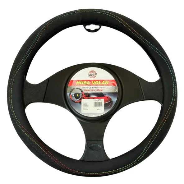 Husă Volan Universală Neagră cu Cusături Colorate – Stil Elegant & Aderență Maximă | 38 cm