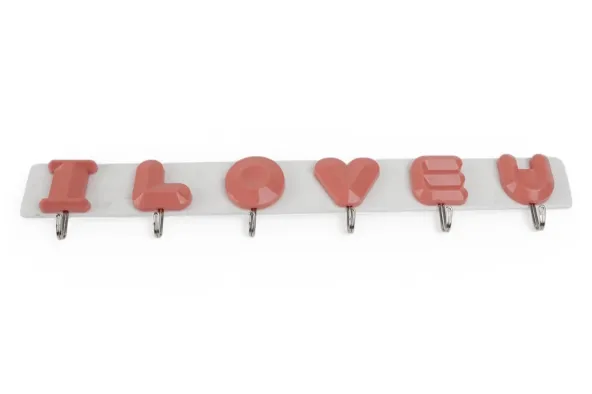 Cuier cu 6 Agățătoare „I Love You” – Roz Somon, Elegant și Practic pentru Organizare