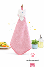 Prosop de Bucătărie Roz cu Agățătoare și Decor Iepuraș, Prosop Bucătărie Absorbant pentru Mâini, Prosop Decorativ Bucătărie - imagine 3