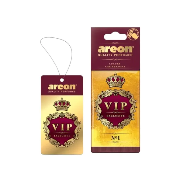 Odorizant Auto Areon VIP Exclusive No.1 – Parfum de Lux pentru Mașină, Cartonaș Parfumat Elegant cu Arome Intense