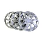 Set 4 capace roți 13 inch, universale, din ABS, finisaj argintiu, montaj rapid - imagine 2